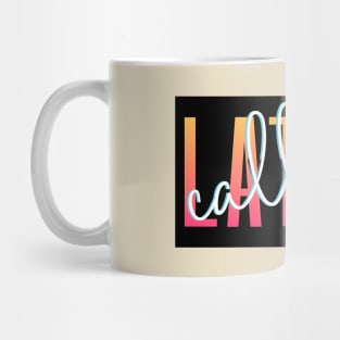 Call Me Latina '80s Retro Metallic Gradient Signature Font Design Black Background - see my store for the other versions! Mug